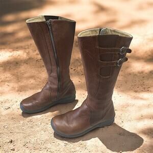 Keen Women’s Brown Leather Waterproof Tall Mid Calf Riding Boots Size 7 -Zipper